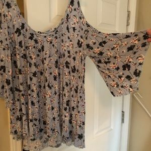 Torrid off shoulder blue floral blouse